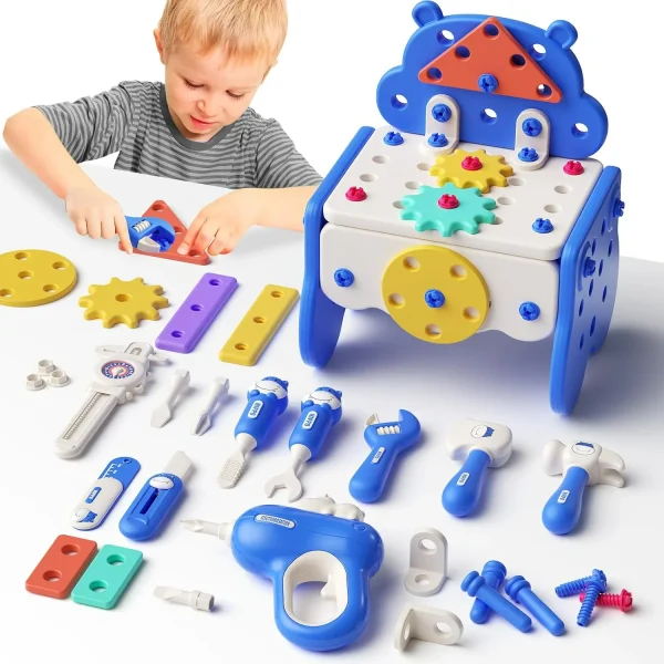 Juego de herramientas para niños con caja de herramientas y taladro eléctrico