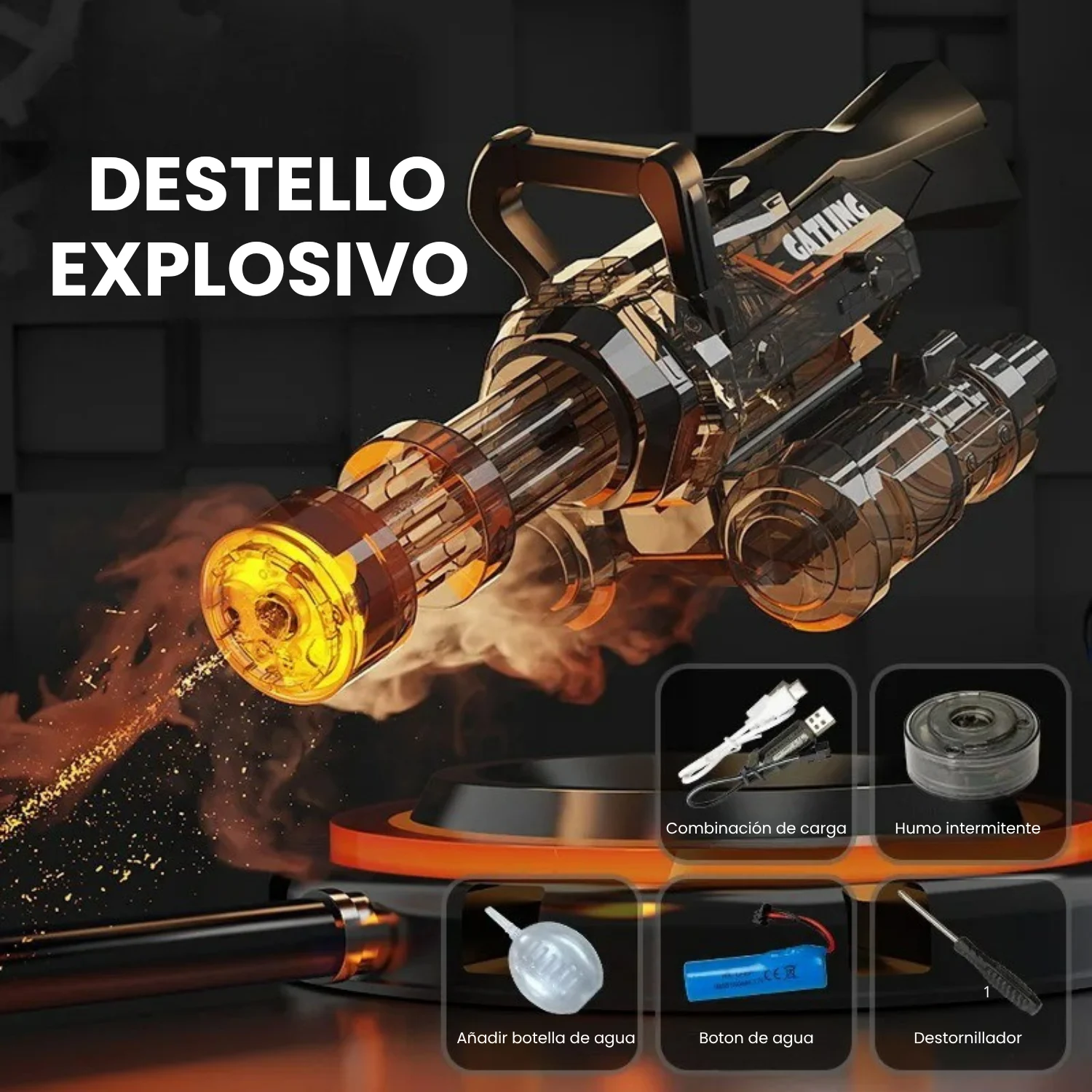 Pistola de Agua Eléctrica con Barril Giratorio y Iluminación LED - Imagen de 2