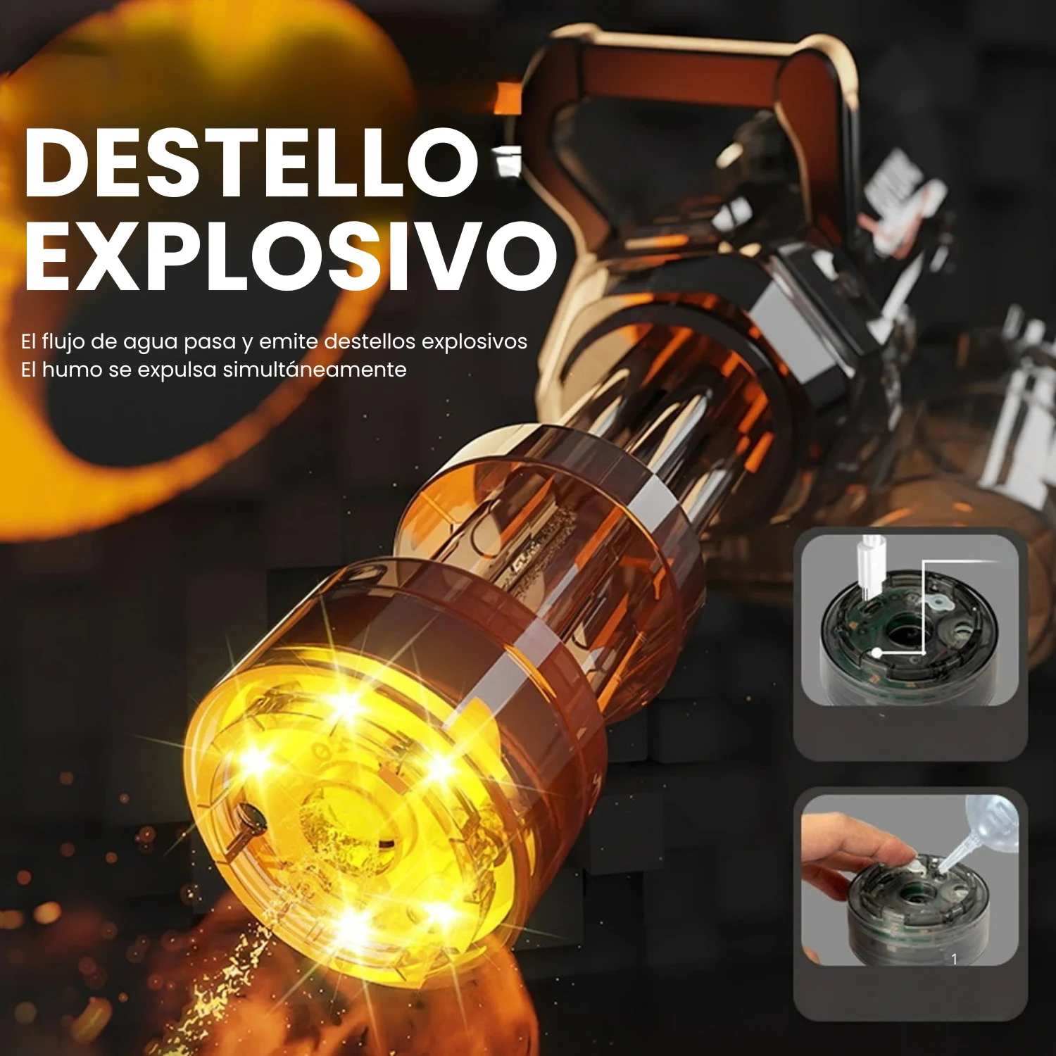 Pistola de Agua Eléctrica con Barril Giratorio y Iluminación LED - Imagen de 5